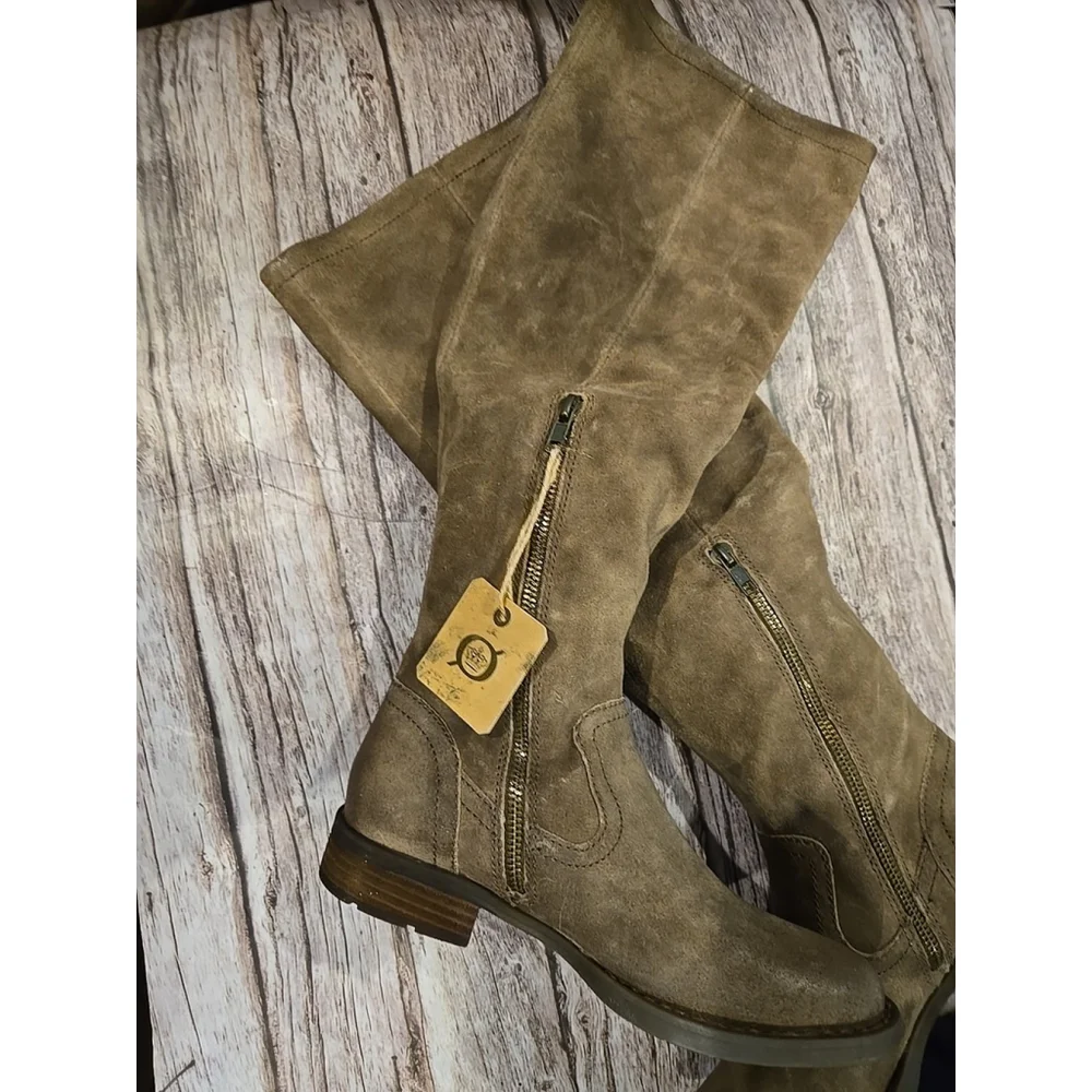 New Børn Women’s Size 6M Taupe Dstrssd Leather Tall Riding Boots Over Knee NIB